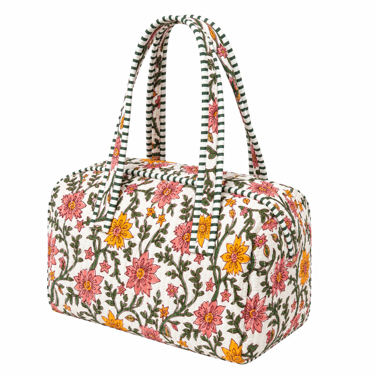 Orange and Pink Quilted Bag Print: Large