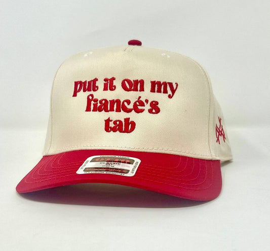 MHC Put it on my Fiancé's Tab Trucker Hat: Red/Natural Otto