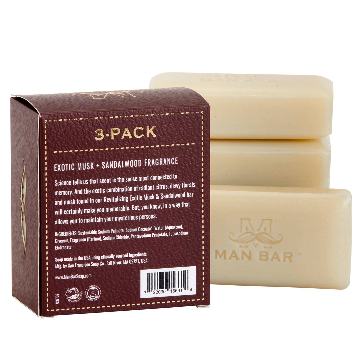 Man Bar Miniature Exotic Musk & Sandalwood 3pc Gift Set