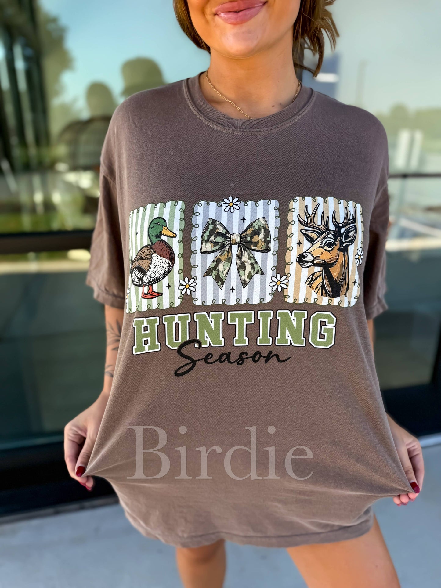 Preppy Hunting Season Graphic Tee on Espresso ETA