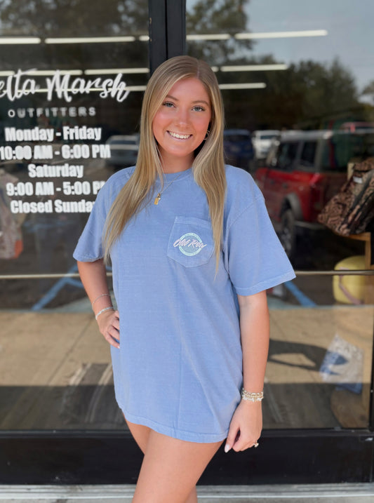 Old Row Circle Logo Pocket Tee - Washed Denim