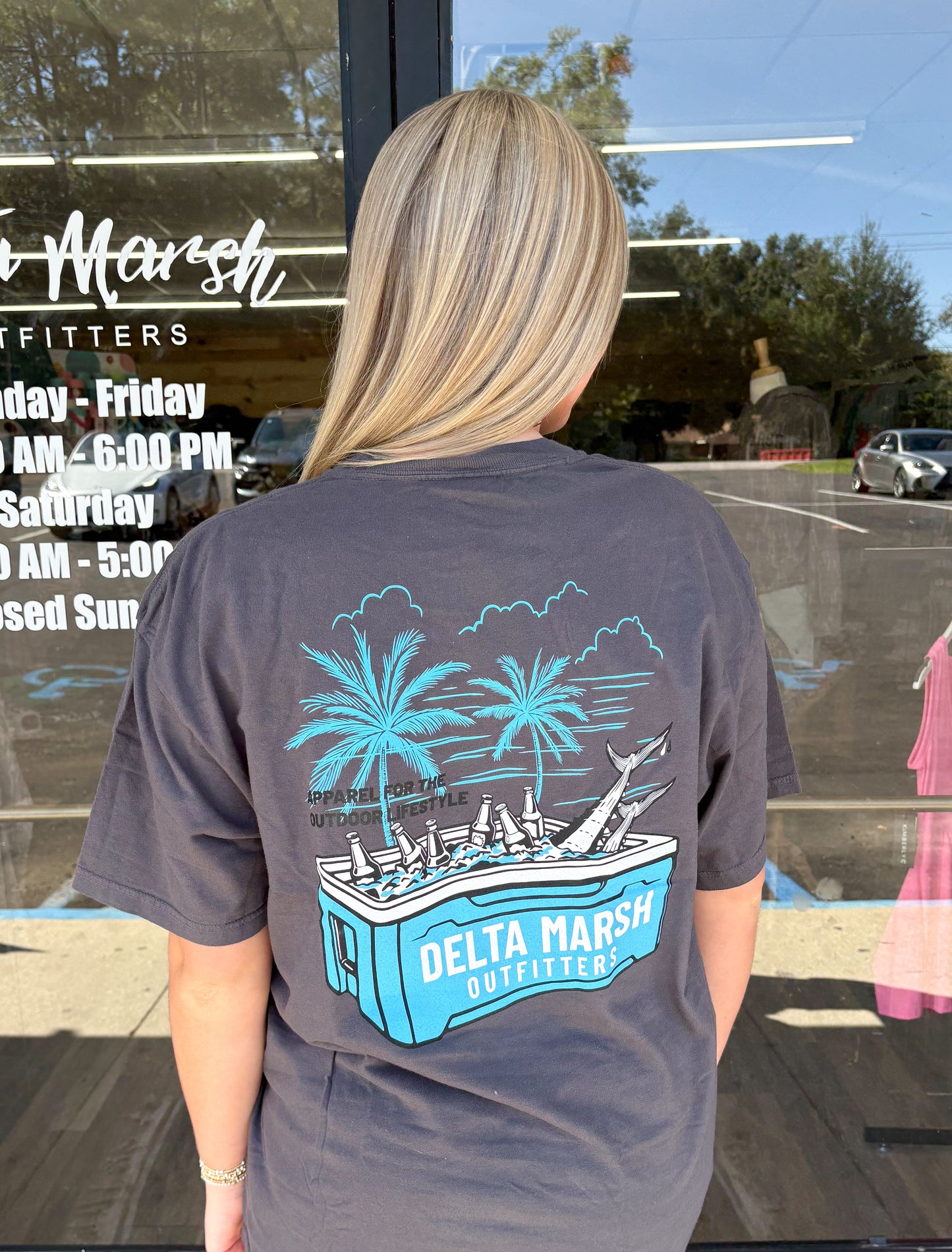 Delta Marsh Outfitters Tee - Day at the Island T-shirt - Graphite