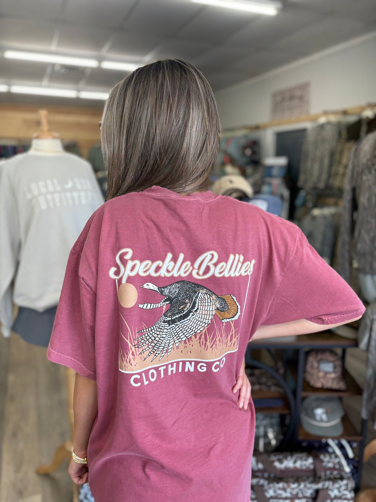 Speckle Bellies Turkey Sunset Tee -Brick