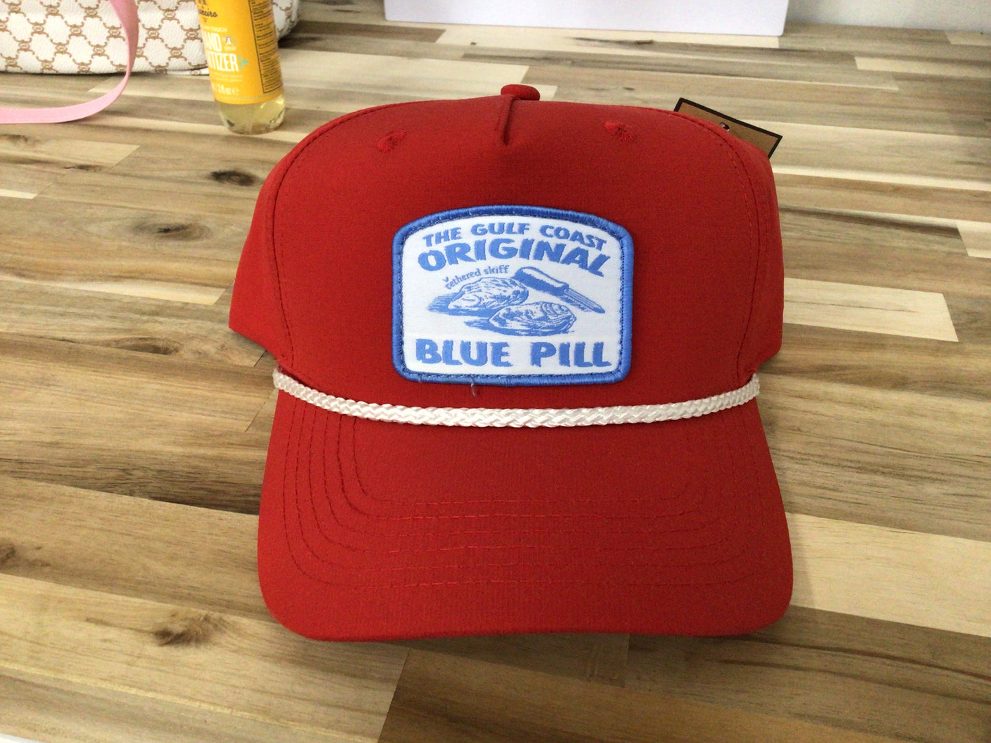 Tethered Skiff gulf coast original blue pill- red white rope