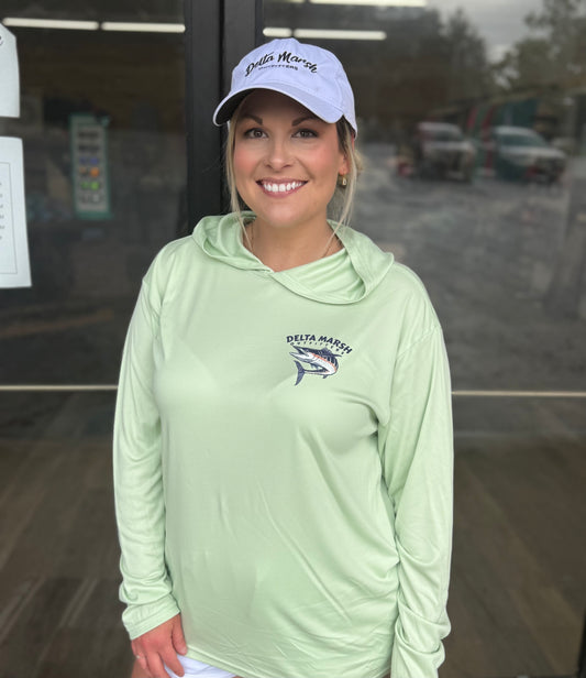 Delta Marsh Outfitters Tee - Wahoo Hooded Performance T-shirt - Lime