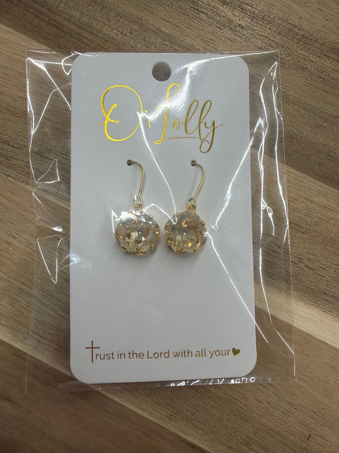 Stone dangle earrings-gold