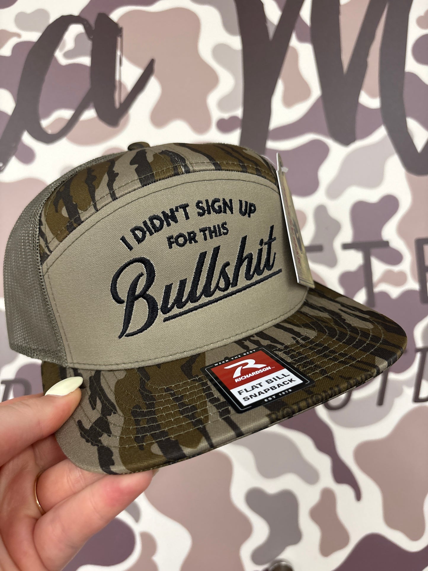 I Didn’t Sign Up For This Bullshit Trucker Hat 7 Panel- Bottomland/Loden/ Bottomland