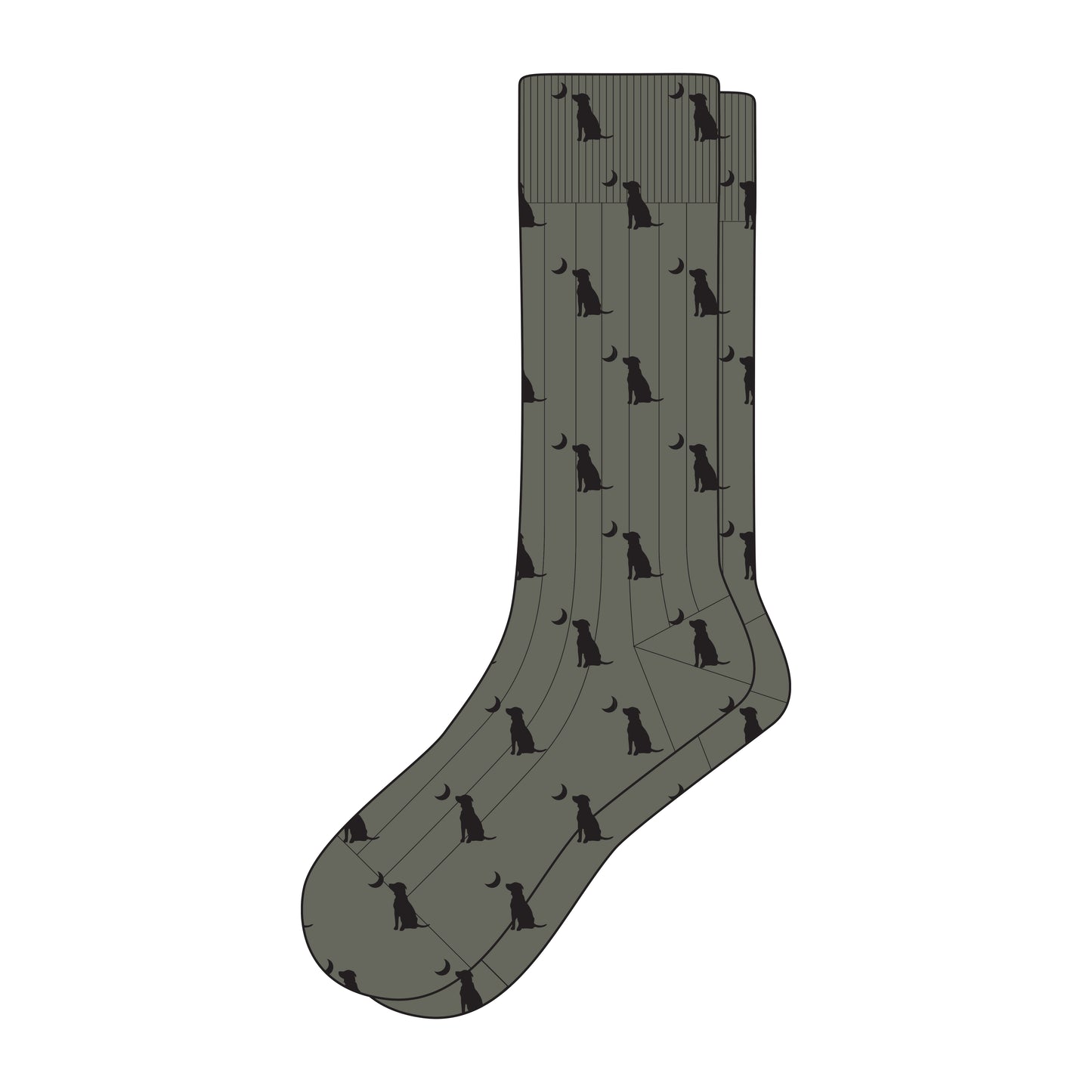 Local Boy Dress Socks - Olive Dog Moon Mens Size 9-11