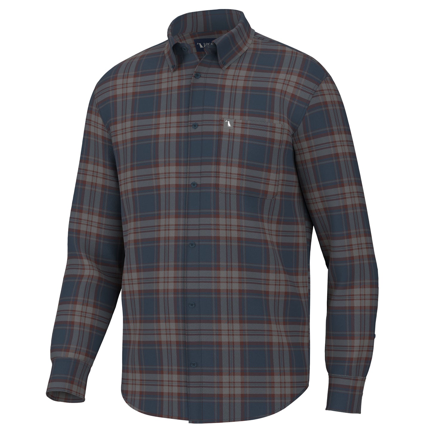 Local Boy Phelan Stretch Flannel - Navy/Charcoal/Red