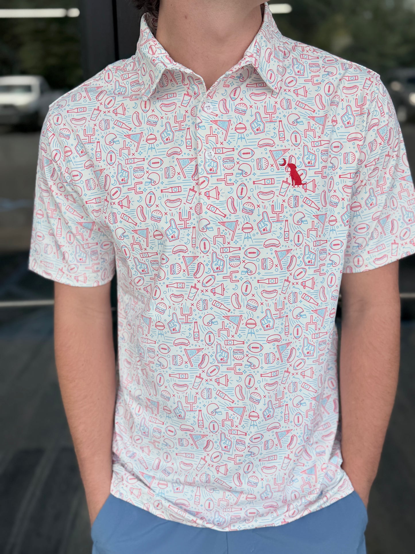 Local Boy Outfitters Dirty Myrtle Polo - Tailgate - Red/White/Blue