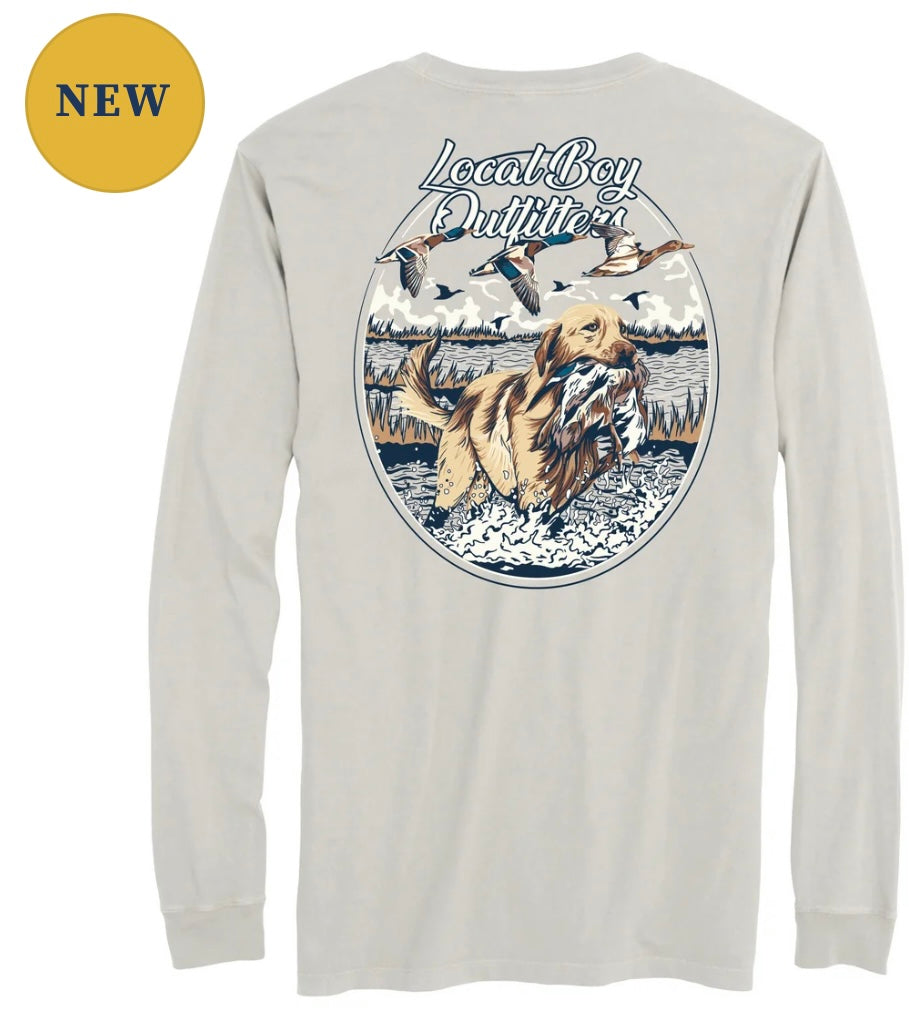 Local Boy Duck Retrieve Ls Tee - Silver