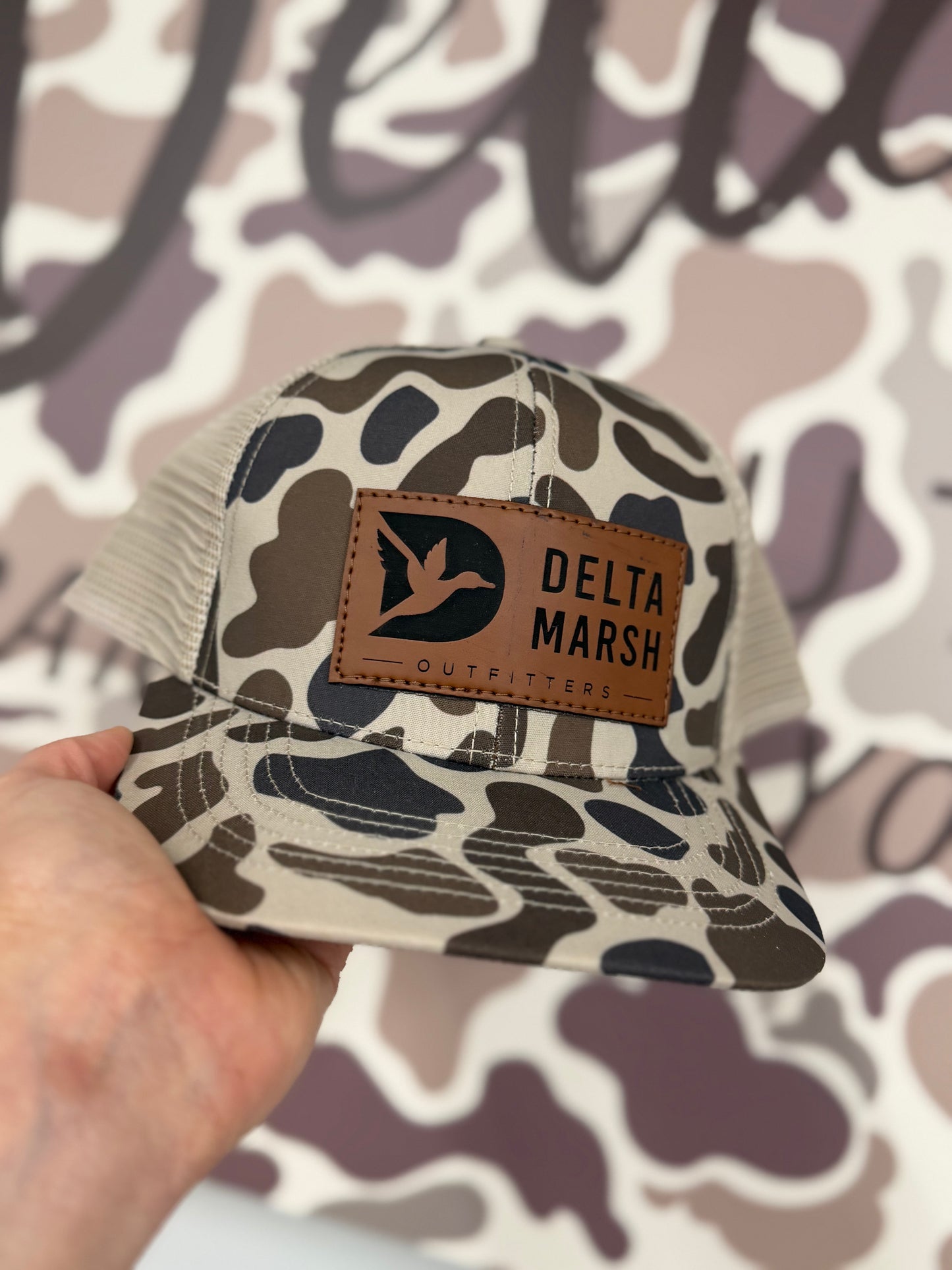 Delta Marsh Flying Duck Leather Large Patch - Lost Hat - Slough/Balsa