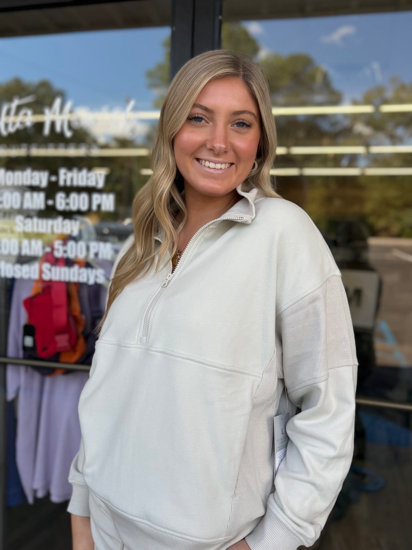 LG Velvet Fleece 1/4 Zip Jacket-Light Sand