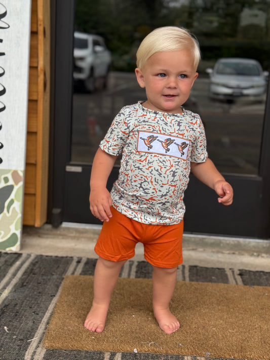 Short sleeves duck camo shirt shorts boys outfits