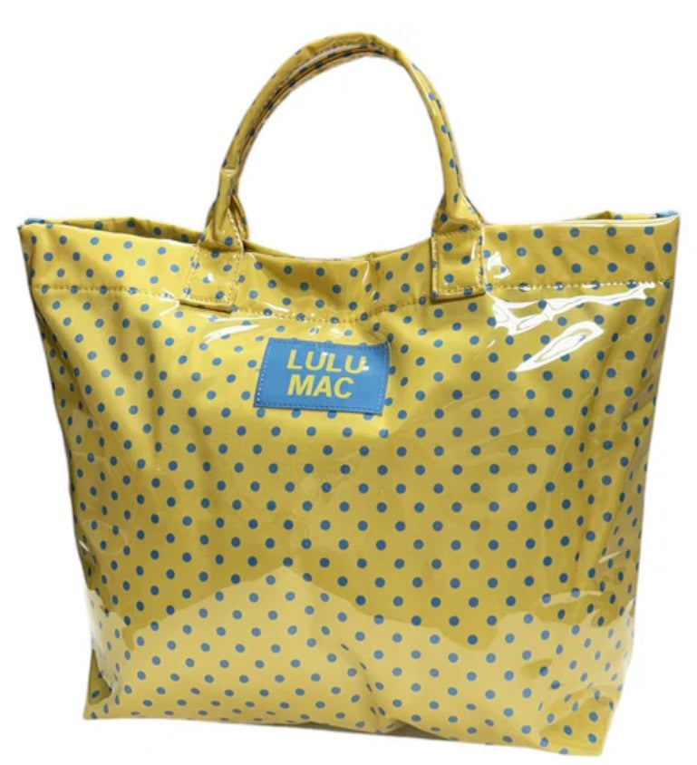 Lulu Mac Vinyl Tote Bag Yellow/Blue Dot