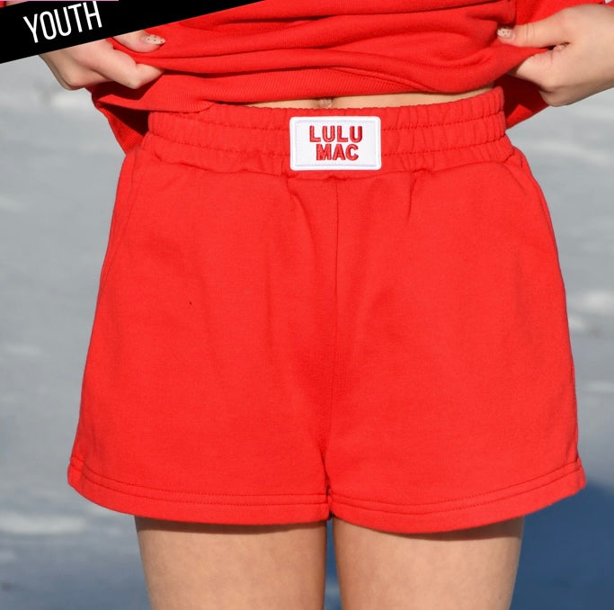 Youth Lulu Mac Terry Cloth Shorts - Red