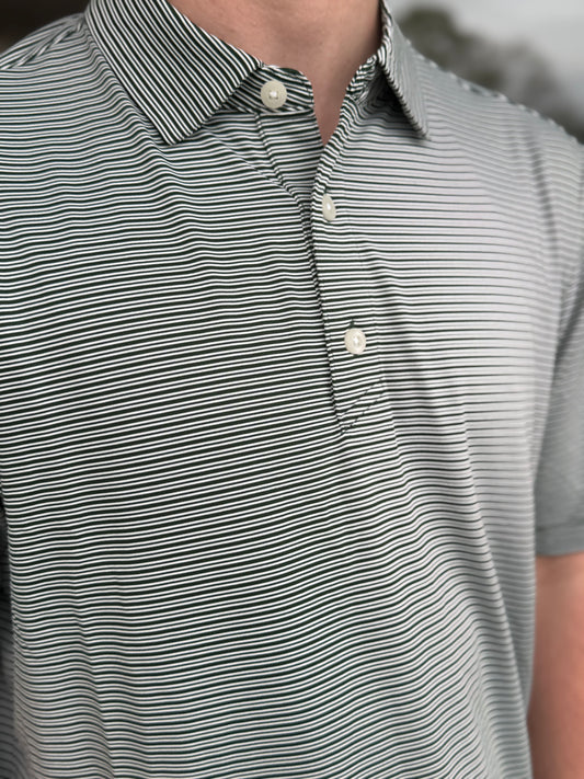 Cutter & Buck Forge Eco Double Stripe Recycled Mens Polo: Hunter/White
