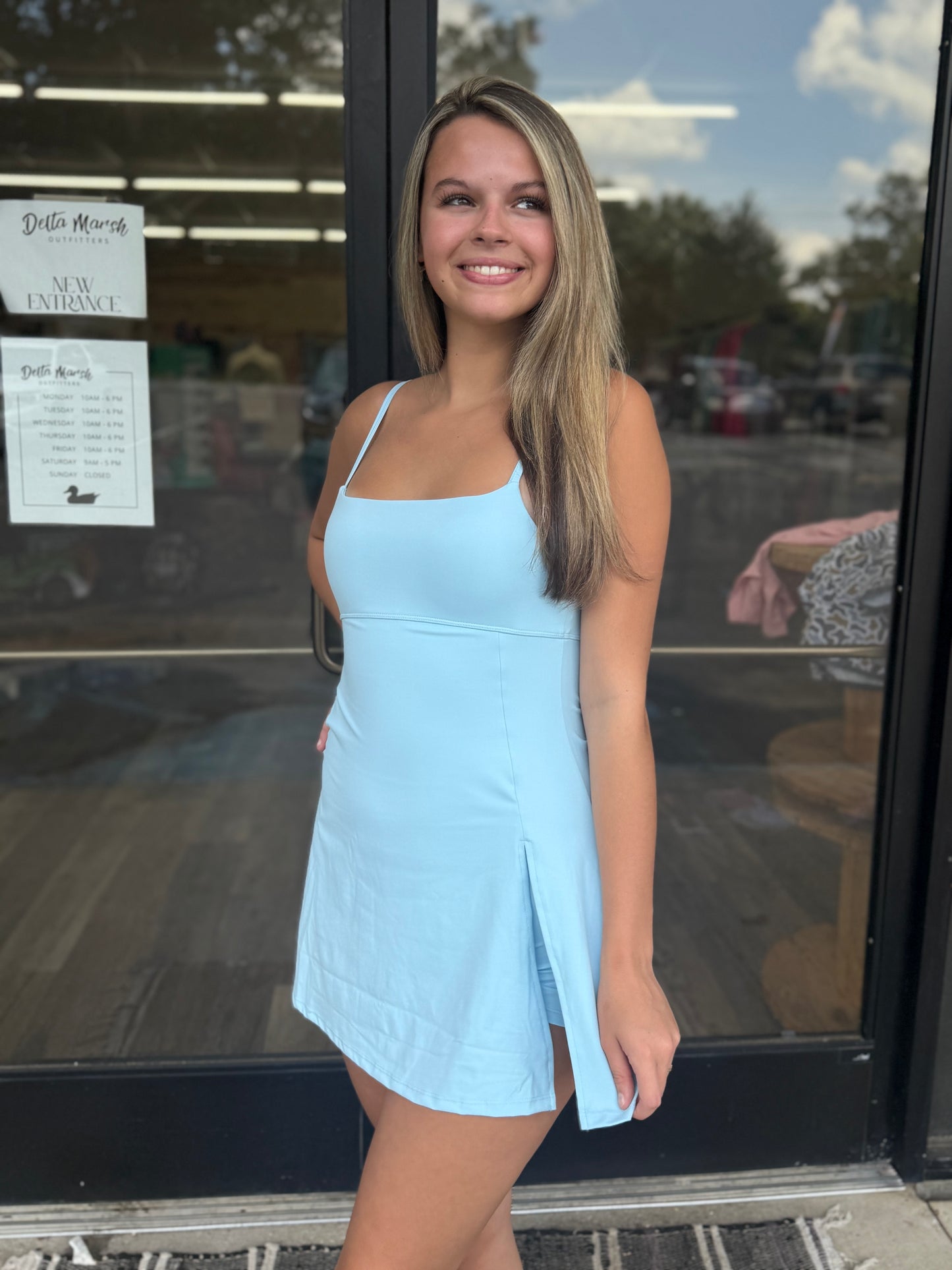 A-Line Mini Dress: Baby Blue