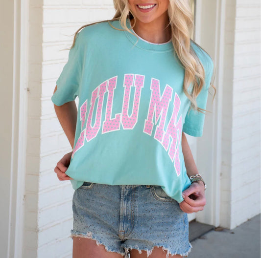 Lulu Mac ADULT Chalky Mint COMFORT COLORS Polka Dot TEE