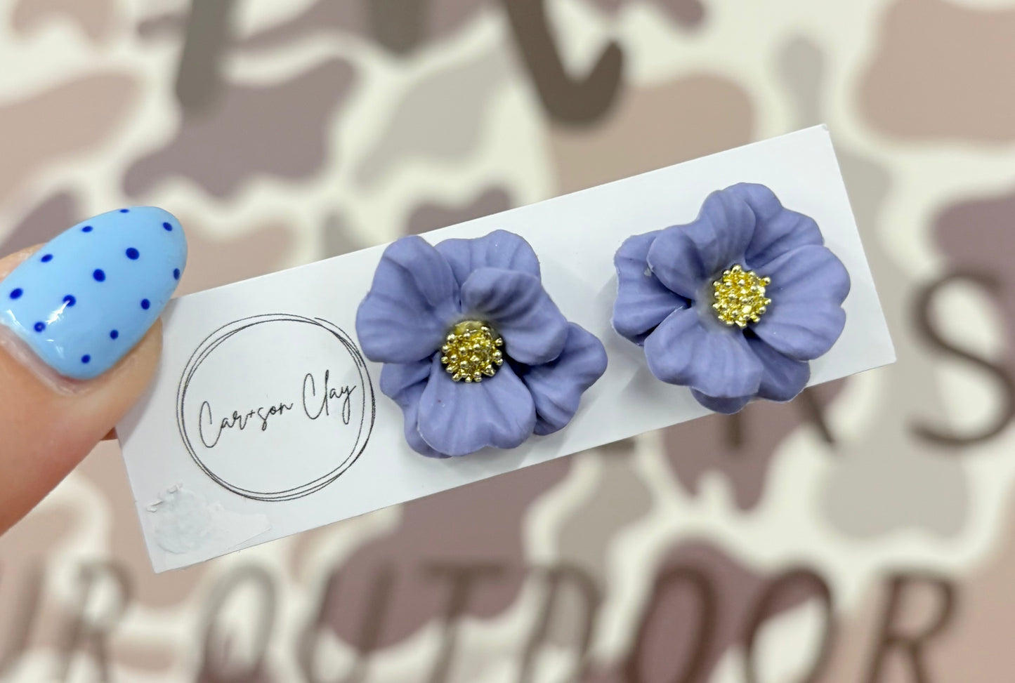 Car+son Clay Summer Flower Studs - Purple