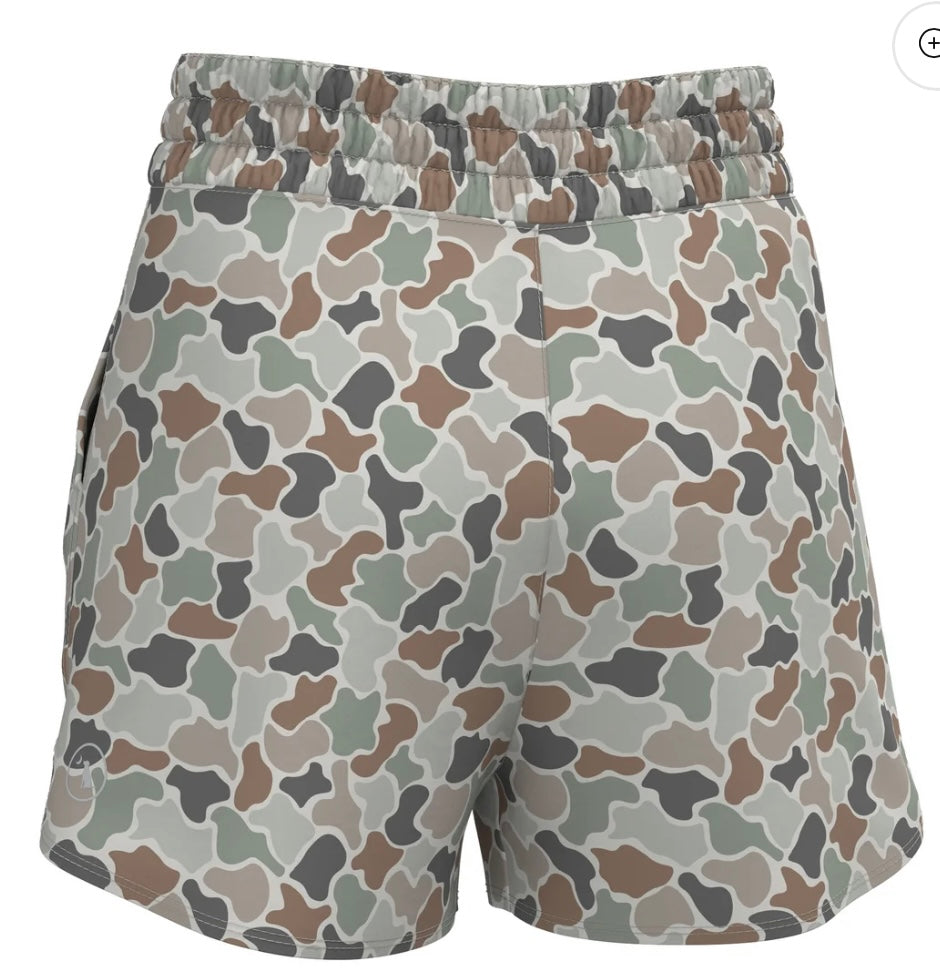 Local Girl High Waisted Volley Shorts Forest Camo Flora