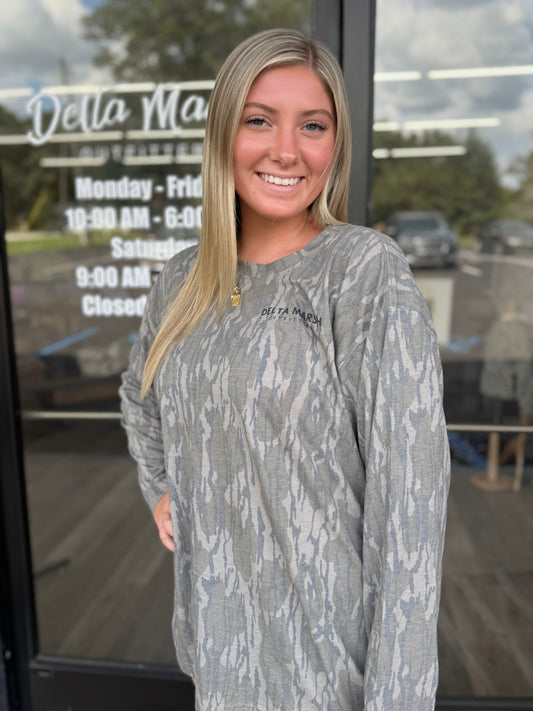 Adult Long Sleeve Mossy Oak OG Delta Marsh Tshirt - Bottomland