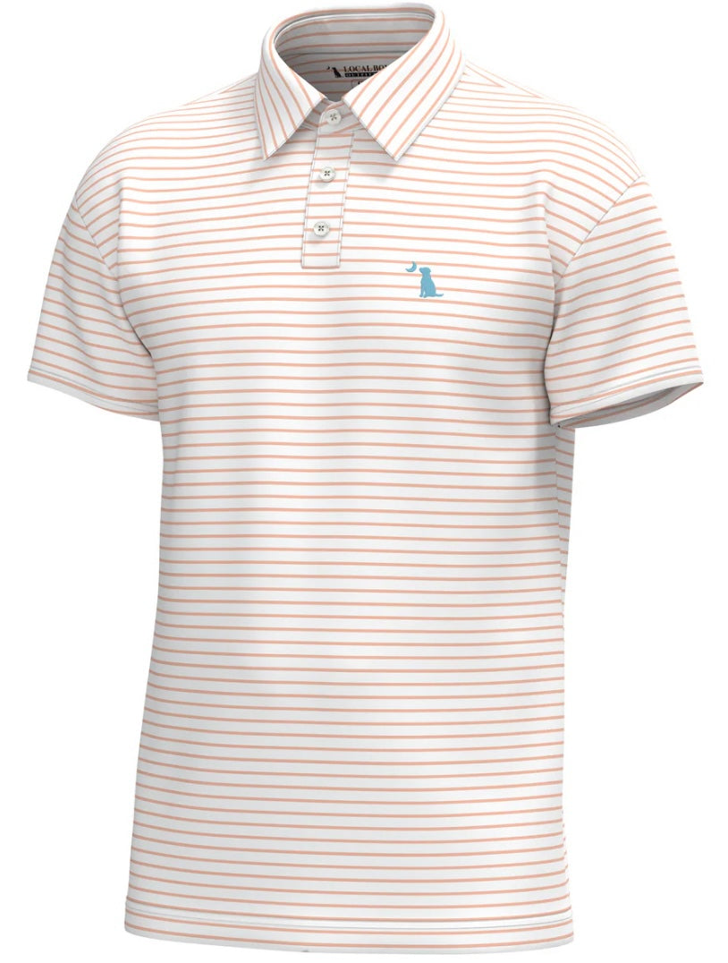 Local Boy Outfitters Edisto Polo - Peach/White