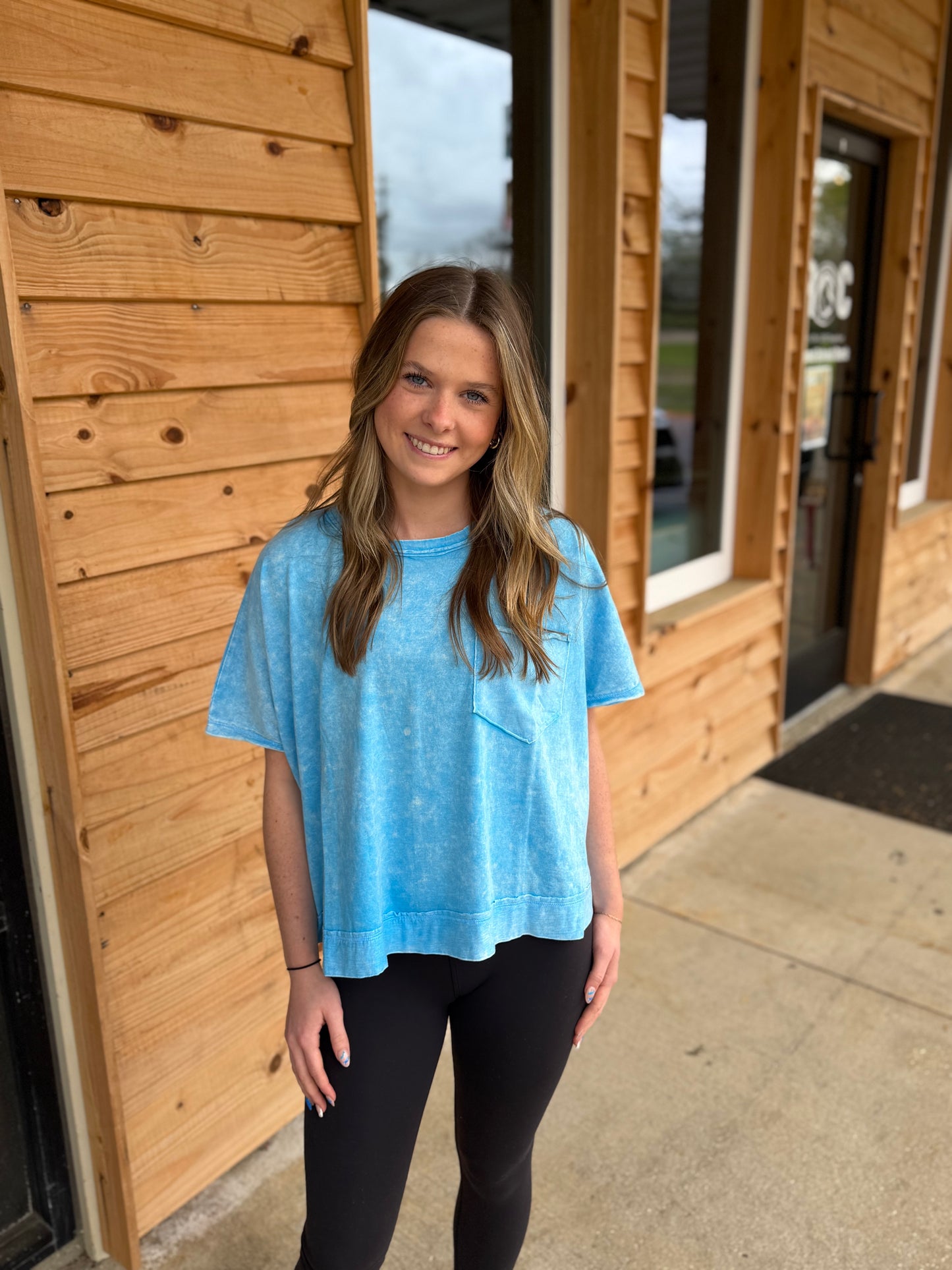 HALO WASHED OVERSIZED TOP - Sky Blue - CTW-3567A5