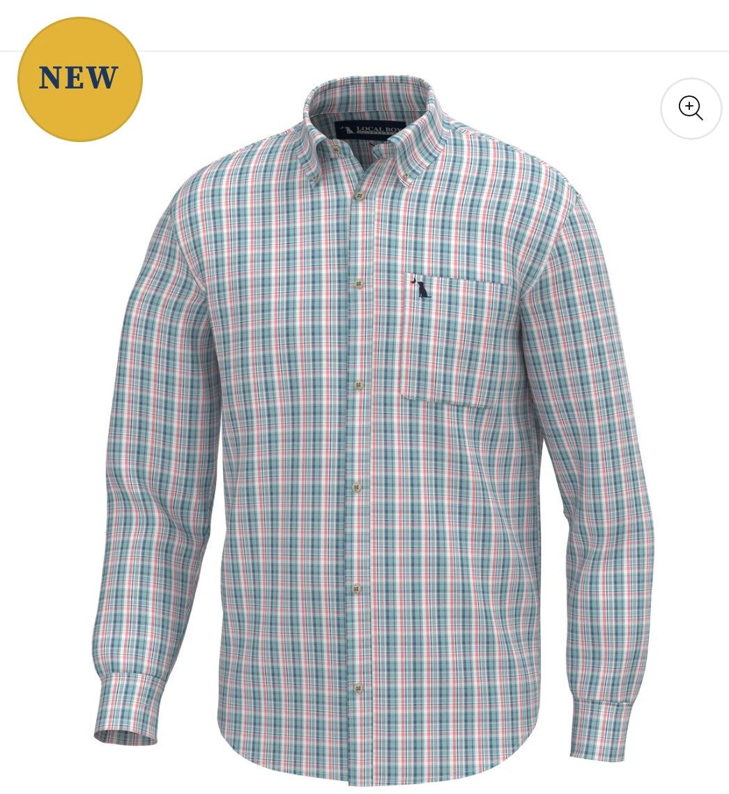 Local Boy Lee Dress Shirt - Spearmint/Plum/Pink