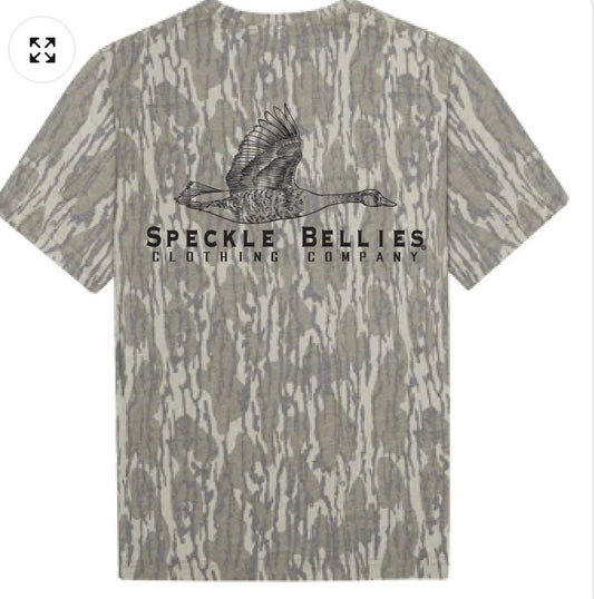 Speckle Bellies Mossy Oak Goose Logo: Bottomland