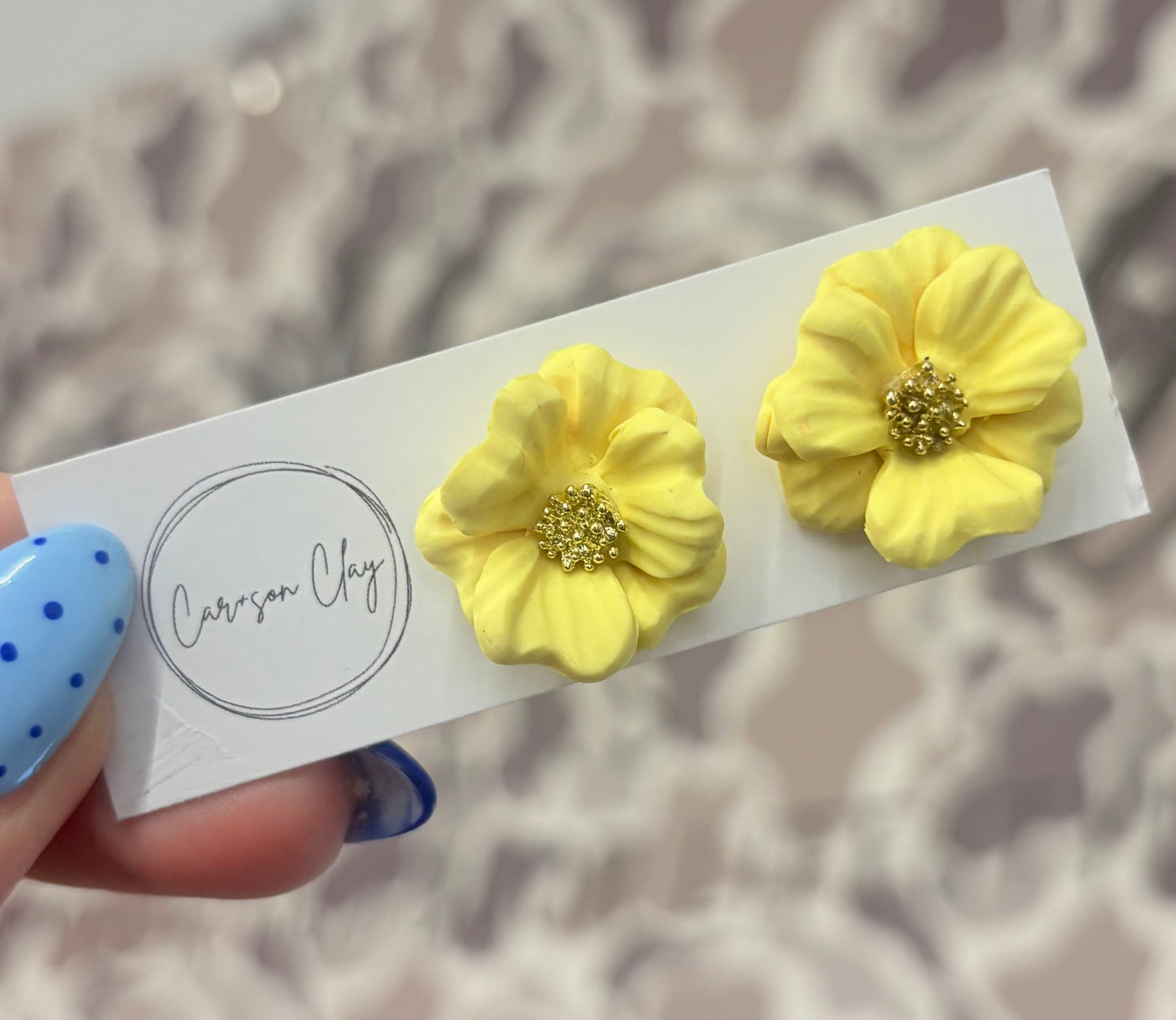 Car+son Clay Summer Flower Studs - Yellow