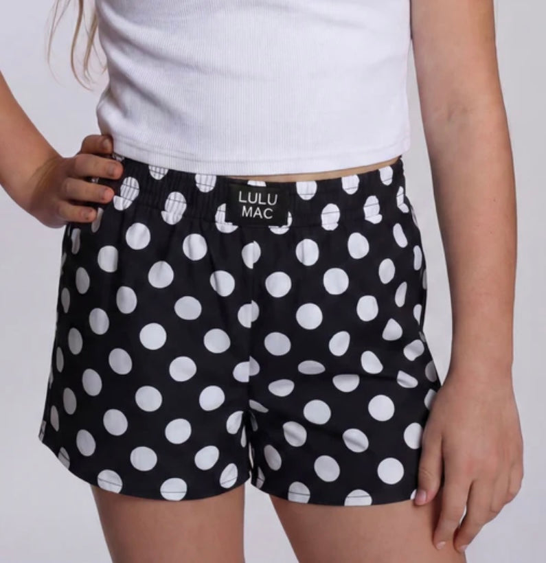 Lulu Mac Black Polka Dot KIDS SHORTS