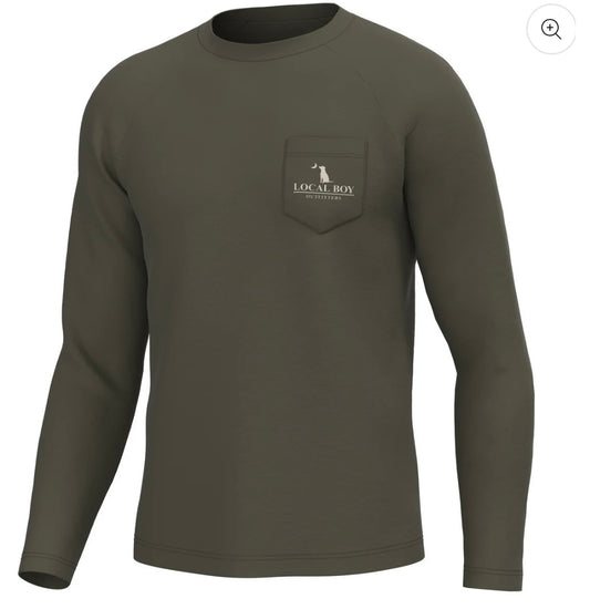 Local Boy Graphic L/S Heather Blend Crew - Brush Camo Mark