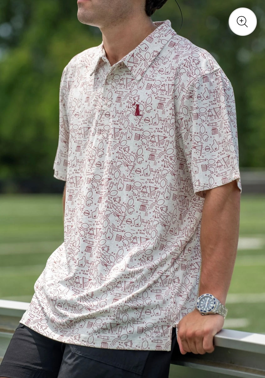 Local Boy Dirty Myrtle Polo - Collegiate Game Day - Maroon/Light Gray