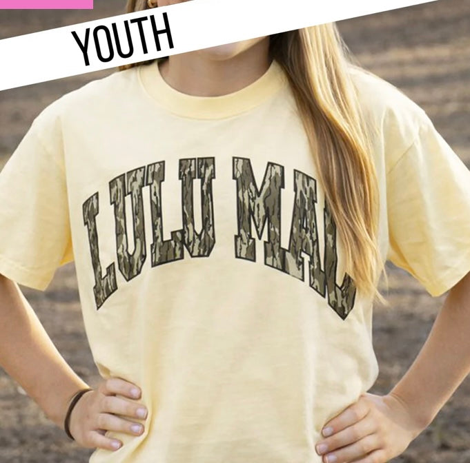 Youth Lulu Mac Butter COMFORT COLORS MOSSY OAK TEE