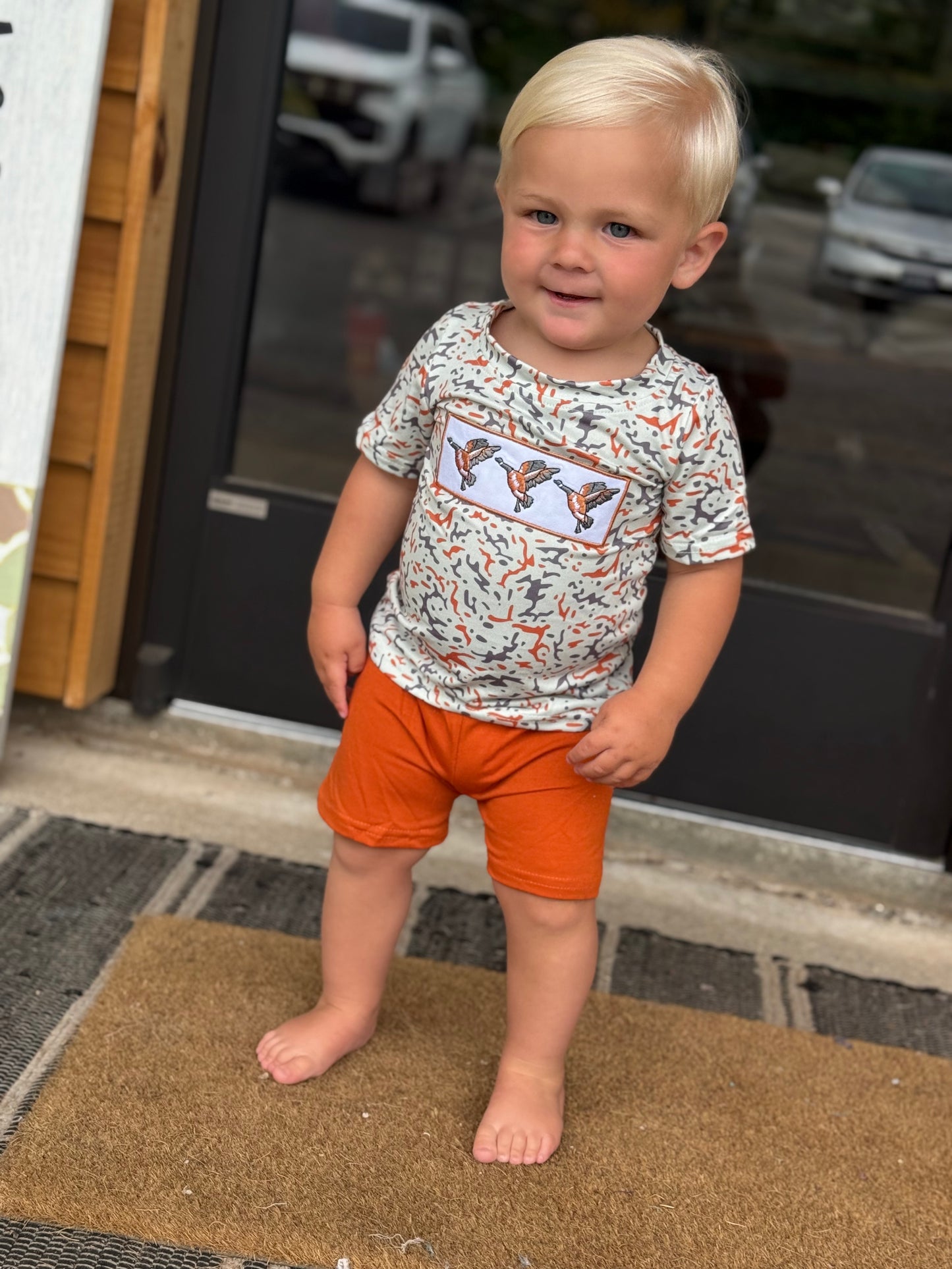 Short sleeves duck camo shirt shorts boys outfits