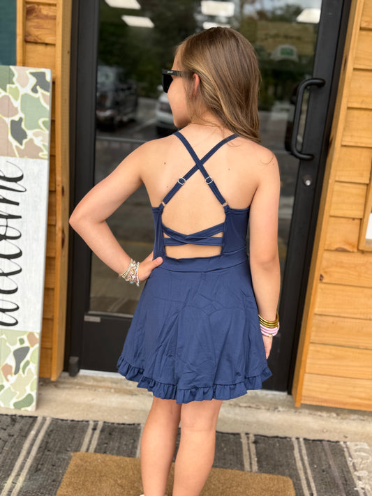 ruffle baby girls summer active wear: Navy