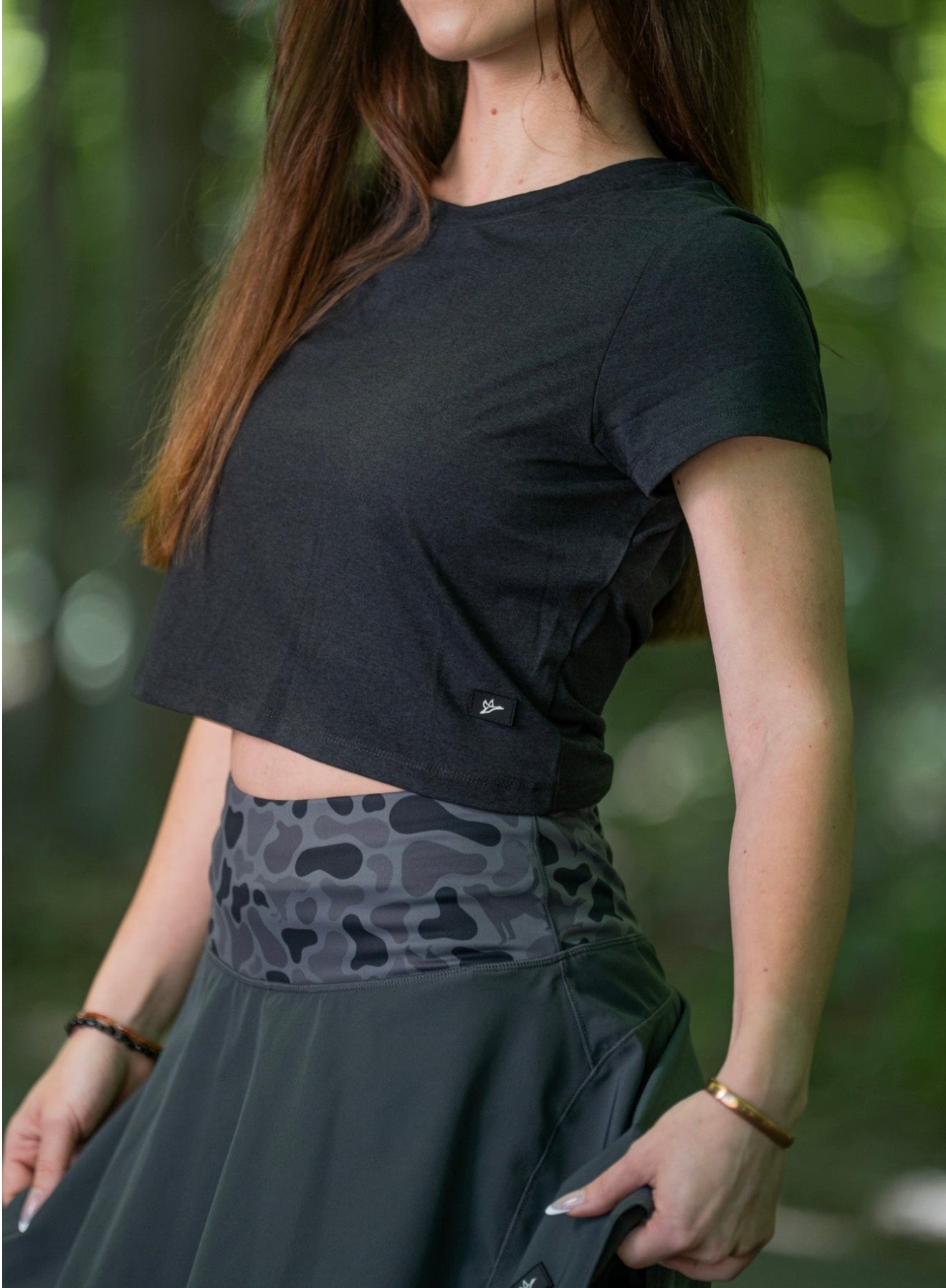 Combat Waterfowl Women’s Crop Tee - Heather Black Oyster