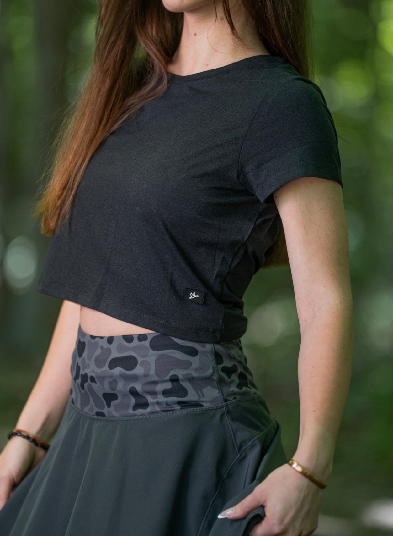 Combat Waterfowl Women’s Crop Tee - Heather Black Oyster