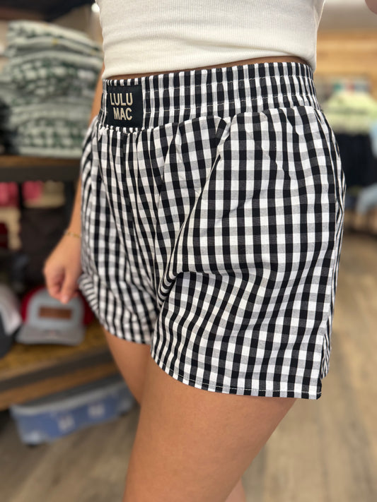 BXGH-BLACK GINGHAM BOXER SHORT: BLACK