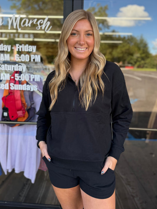 LG Velvet Fleece 1/4 Zip Jacket-Black