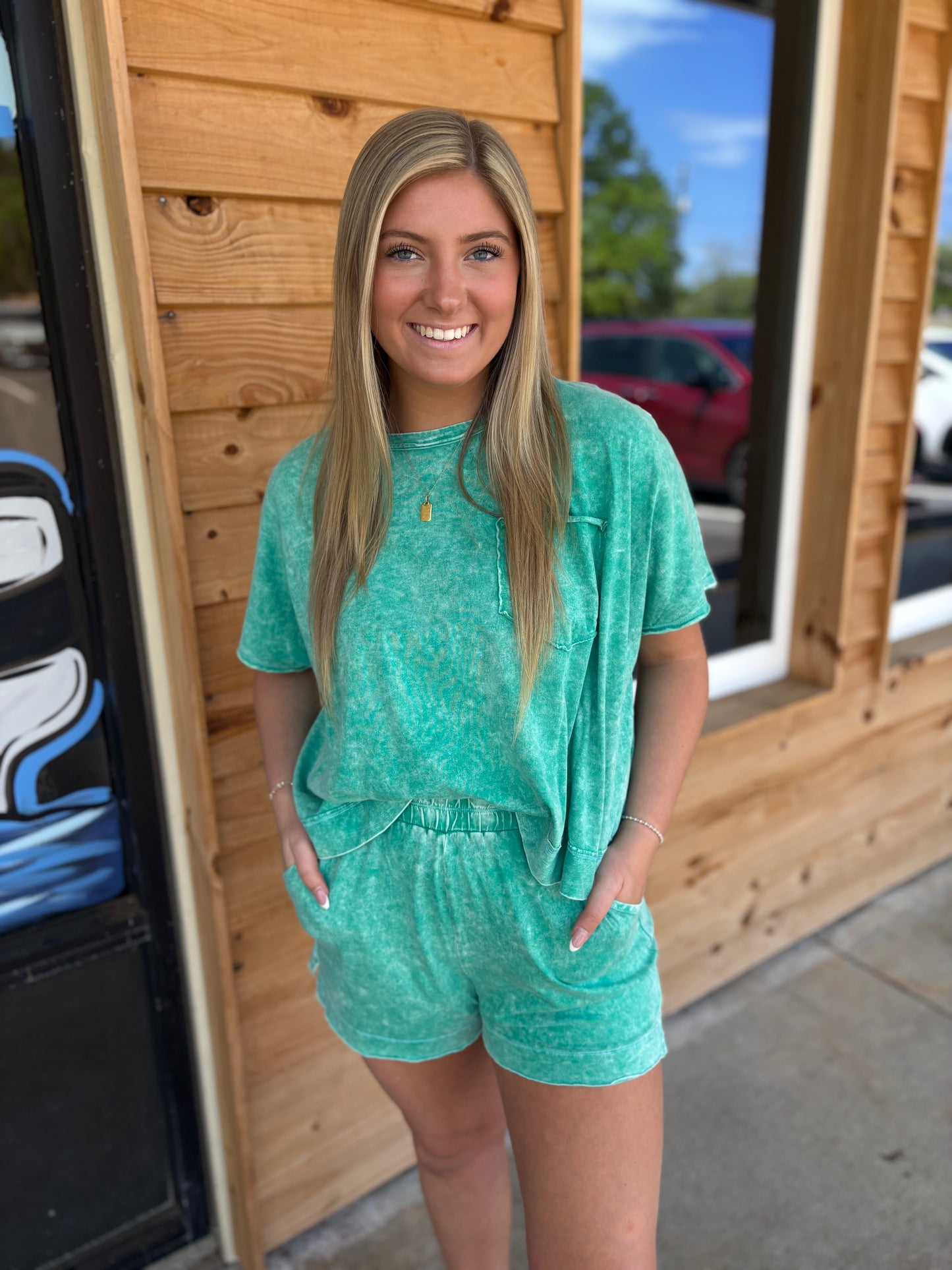 K Green - HALO SNOW WASHED BOXY TOP & SHORTS SET