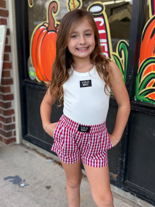 LULU MAC Red Gingham KIDS SHORTS