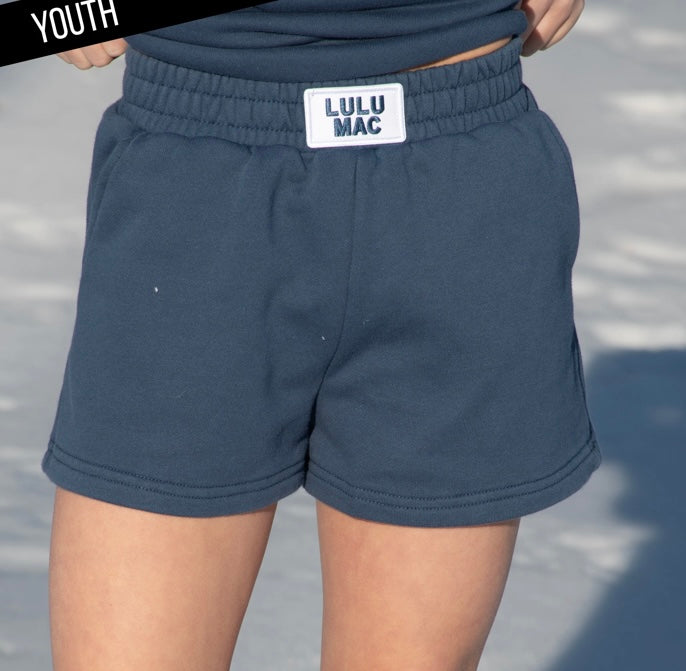 Youth Lulu Mac Terry Cloth Shorts - Navy