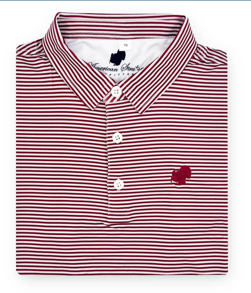 Youth American Strutter Performance Polo - Maroon & Gray