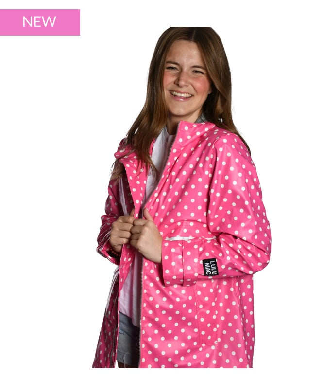 Lulu Mac Raincoat Polka Dot Hot Pink/White