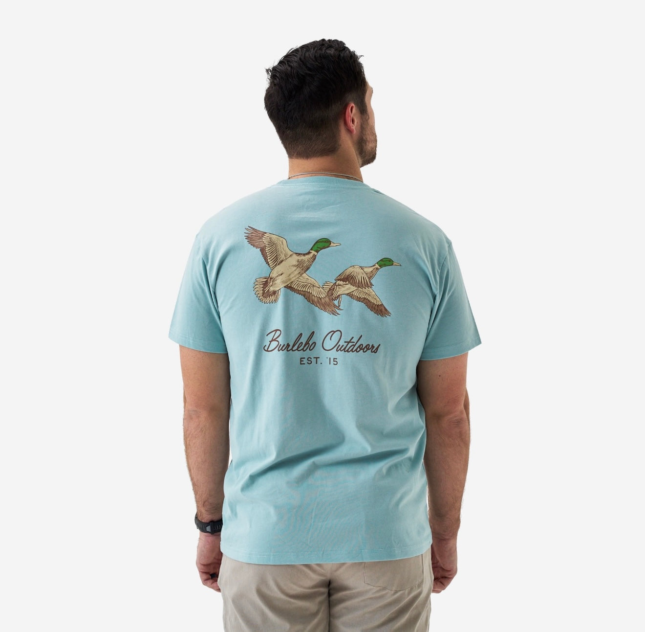 Burlebo Flying Mallards Tee - Heather Sky Blue