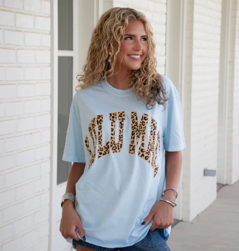 LULU MAC Leopard Adult Chambray Comfort Colors T-Shirt