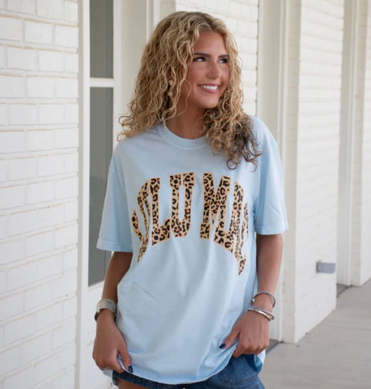 LULU MAC Leopard Adult Chambray Comfort Colors T-Shirt