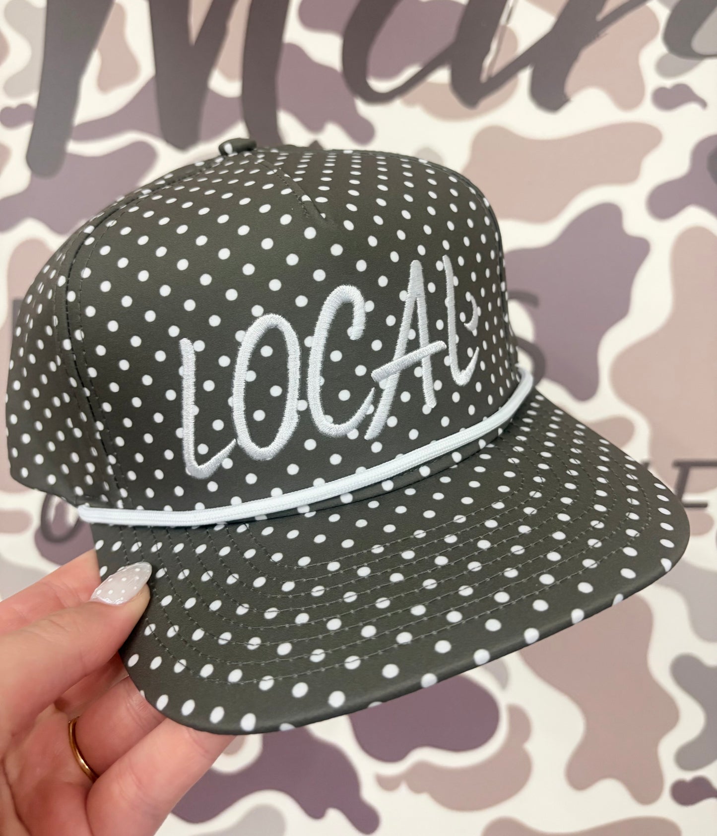Local Girl Local Marker Rope Hat- Olive Polka Dot
